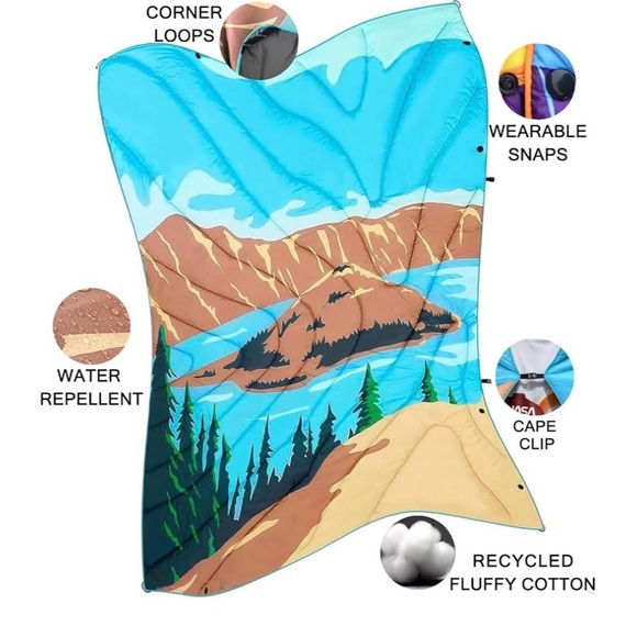 Bedvcaty Camping Blanket, Puffy Waterproof Travel Blanket - Picture 2 of 2